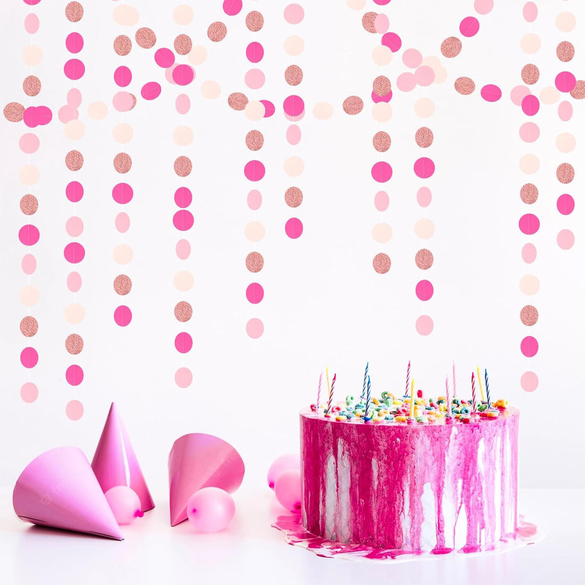 Hot-Pink Rose-Gold Party Decorations Garland - 52ft Wedding Bridal Shower Hanging Decoration Streamers Banner,Baby Girl Birthday Bachelorette Engagement Mohters Valentines Day Brunch Decor