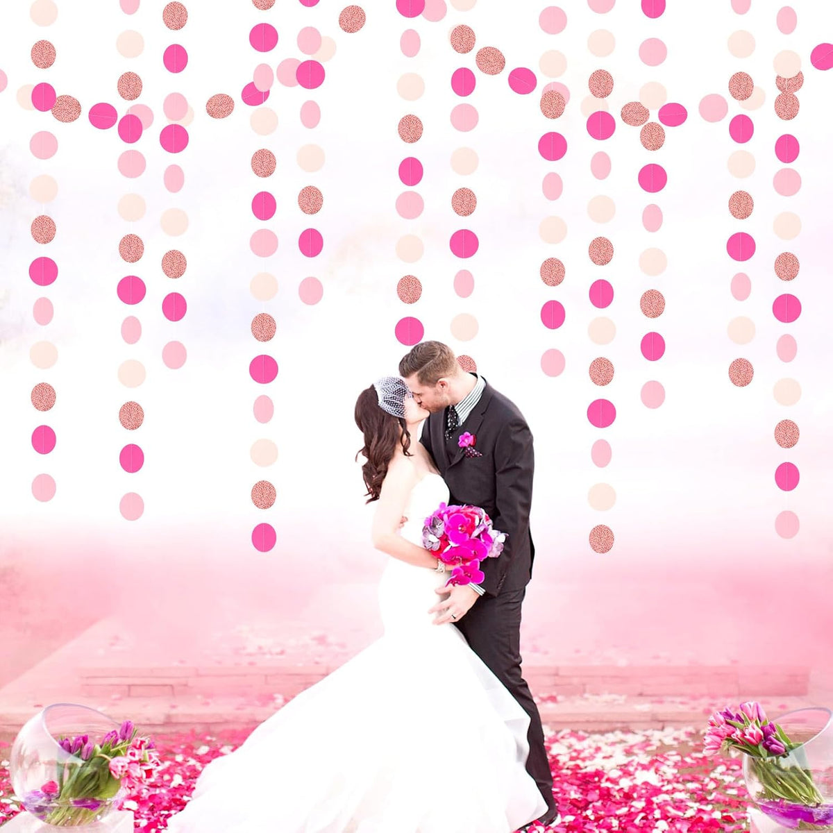 Hot-Pink Rose-Gold Party Decorations Garland - 52ft Wedding Bridal Shower Hanging Decoration Streamers Banner,Baby Girl Birthday Bachelorette Engagement Mohters Valentines Day Brunch Decor