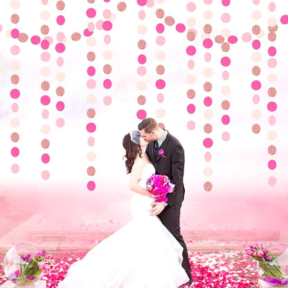 Hot-Pink Rose-Gold Party Decorations Garland - 52ft Wedding Bridal Shower Hanging Decoration Streamers Banner,Baby Girl Birthday Bachelorette Engagement Mohters Valentines Day Brunch Decor