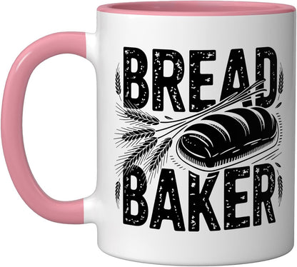 Heartbeat Ecg Line Dutch Oven Bread Loaf Baker Baking Pulse Ceramic Mug, Pink/White