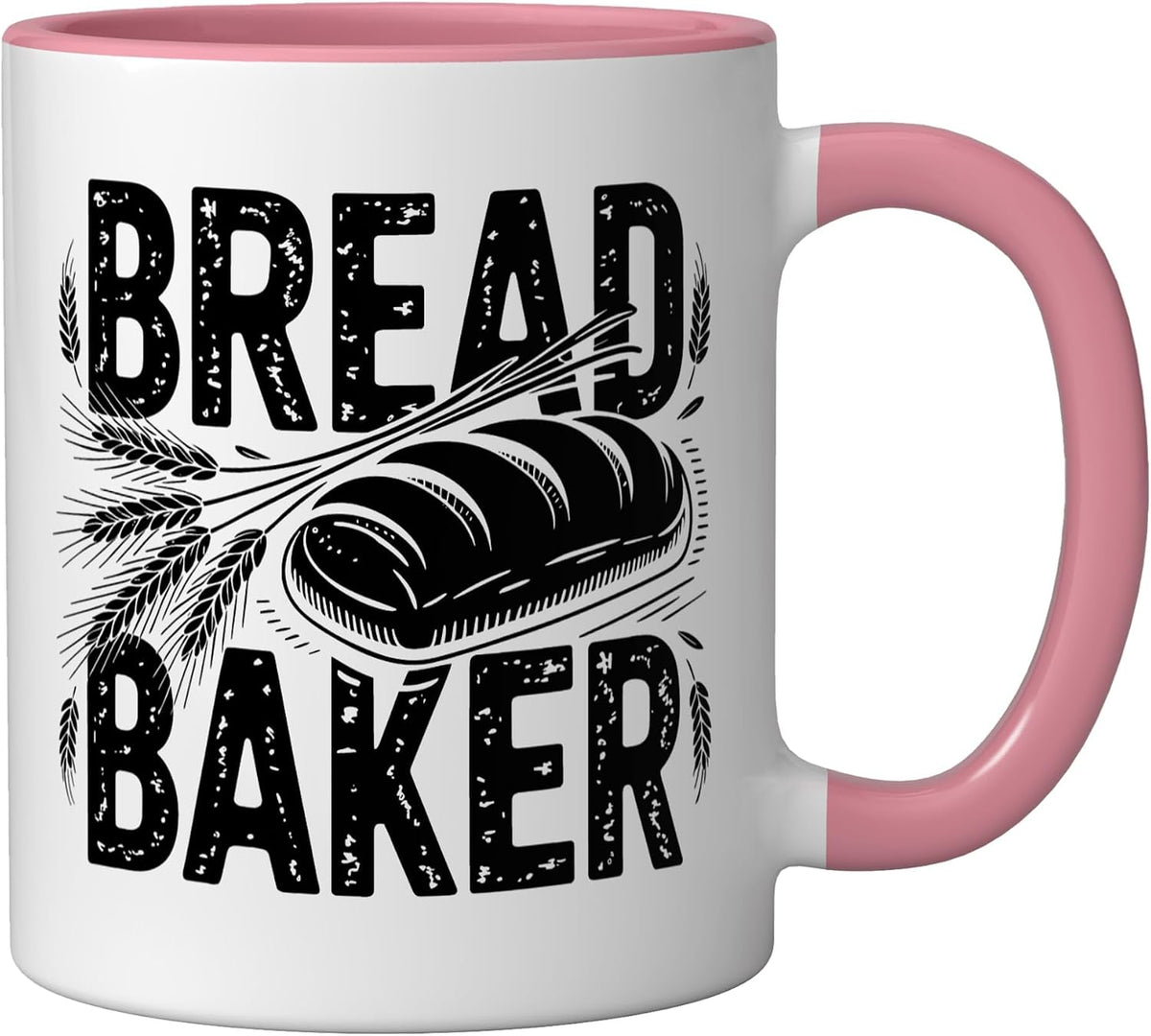 Heartbeat Ecg Line Dutch Oven Bread Loaf Baker Baking Pulse Ceramic Mug, Pink/White