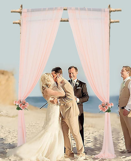 Peach Voile Curtains 2 Panels, 29''x96'', Rod Pocket, Living Room Drape, Sheer Chiffon Drapes for Window, Beach Curtain, Photography Backdrop