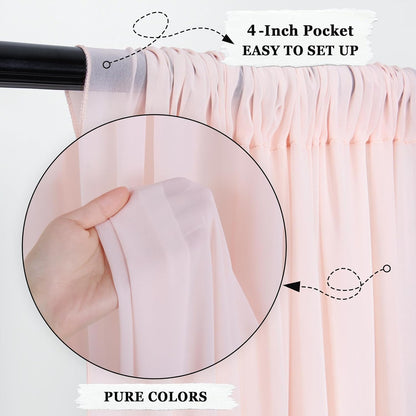 Peach Voile Curtains 2 Panels, 29''x96'', Rod Pocket, Living Room Drape, Sheer Chiffon Drapes for Window, Beach Curtain, Photography Backdrop
