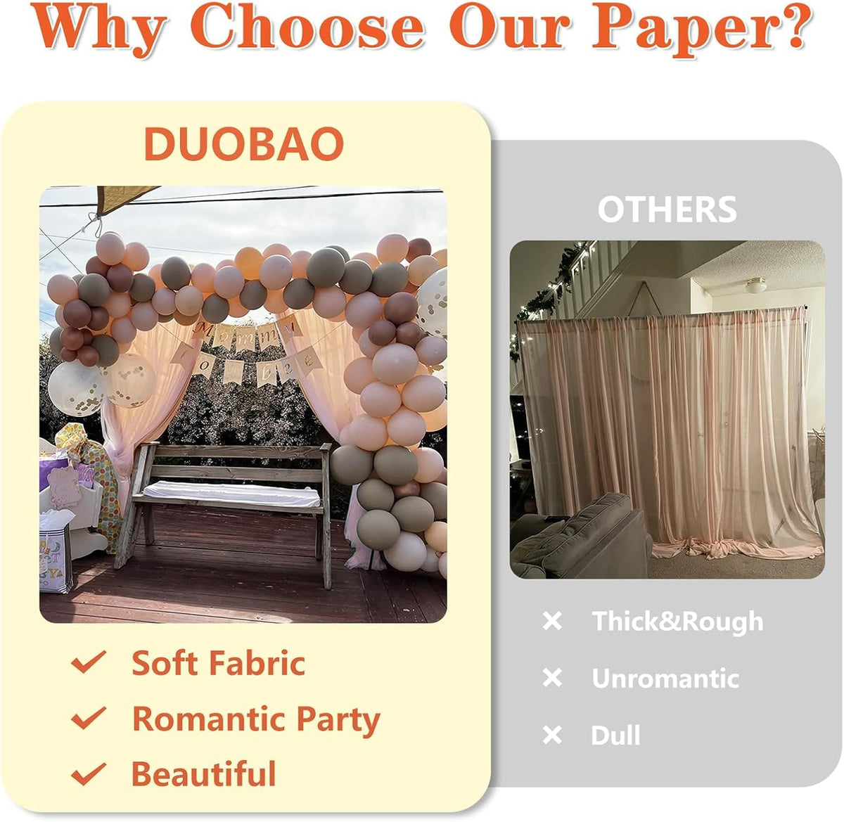 Peach Voile Curtains 2 Panels, 29''x96'', Rod Pocket, Living Room Drape, Sheer Chiffon Drapes for Window, Beach Curtain, Photography Backdrop