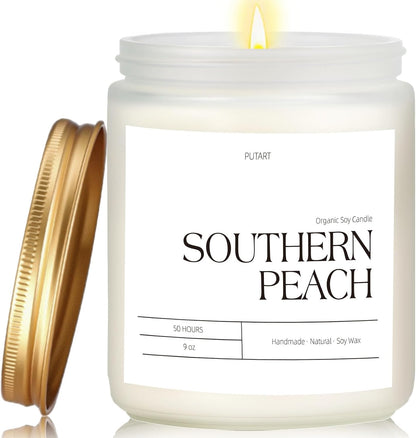 Peach Scented Candles for Home, 9oz Natural Non Toxic Soy Candles