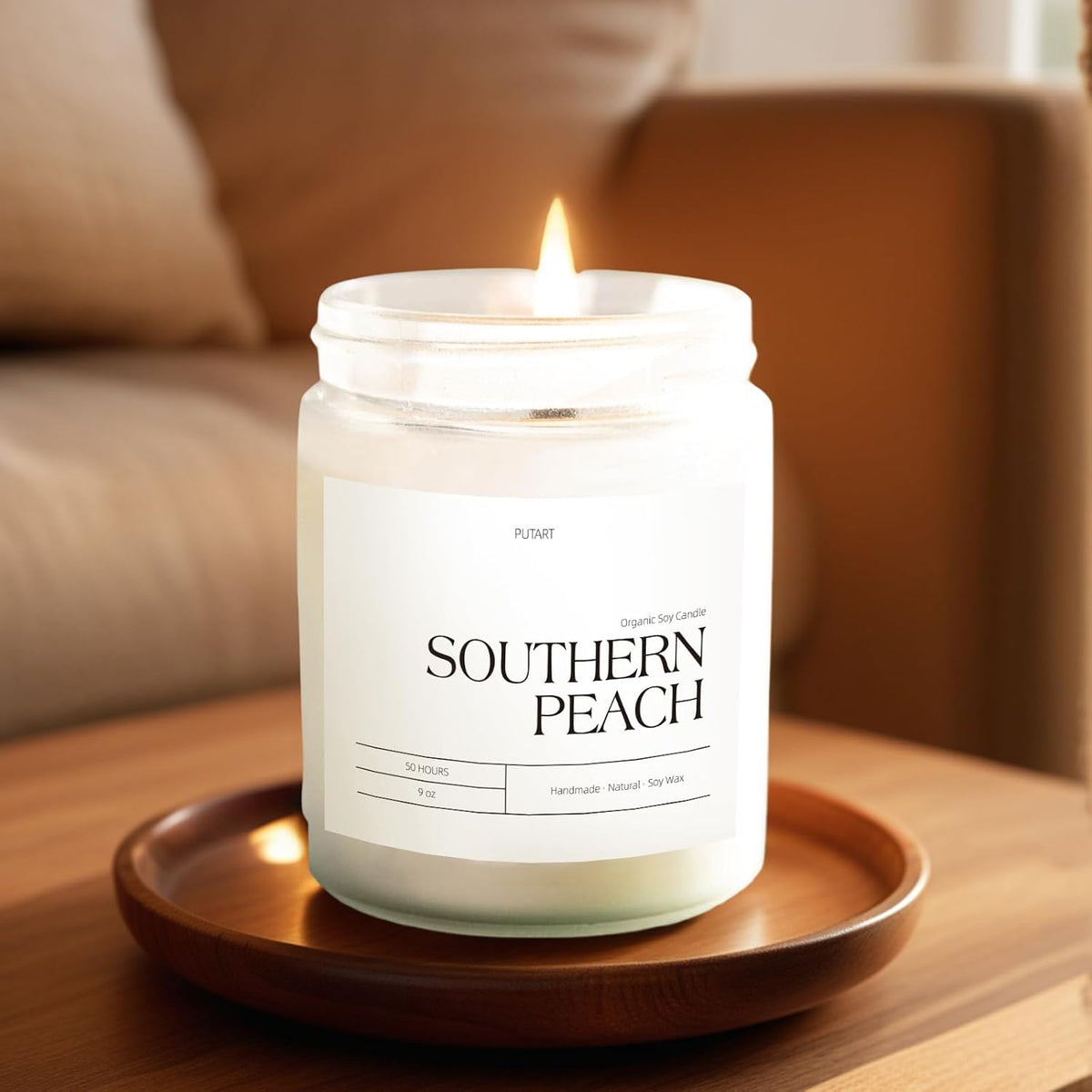 Peach Scented Candles for Home, 9oz Natural Non Toxic Soy Candles