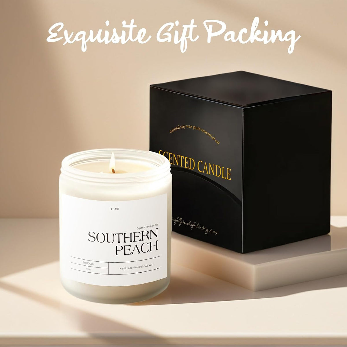 Peach Scented Candles for Home, 9oz Natural Non Toxic Soy Candles