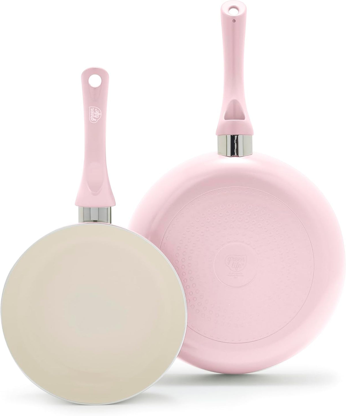 2 Piece (8" & 10") Ceramic Nonstick Skillet Set, Blush Pink