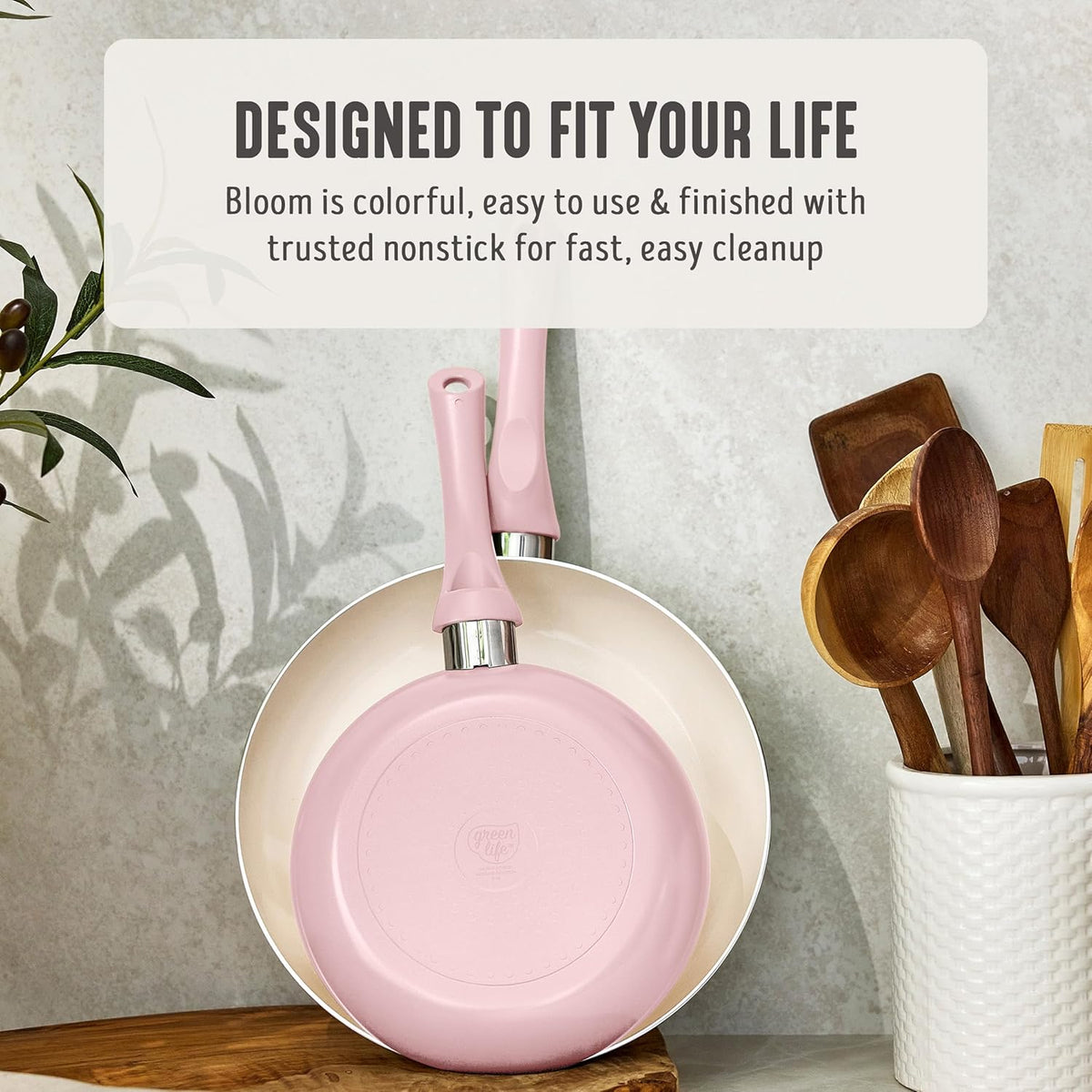2 Piece (8" & 10") Ceramic Nonstick Skillet Set, Blush Pink