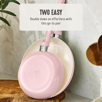 2 Piece (8" & 10") Ceramic Nonstick Skillet Set, Blush Pink
