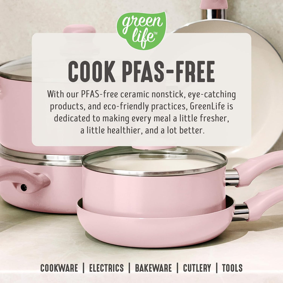 2 Piece (8" & 10") Ceramic Nonstick Skillet Set, Blush Pink