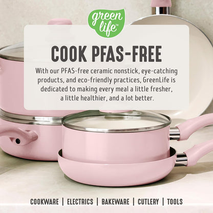 2 Piece (8" & 10") Ceramic Nonstick Skillet Set, Blush Pink