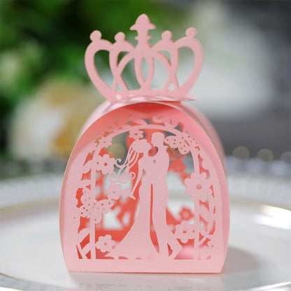 Katutude 50 Pcs Wedding Party Favor Boxes Bride and Groom Hollow Flower Wedding Party Favor Candy Boxes Small Gift Box for Bridal Shower Anniverary Birthday Wedding Party Favor