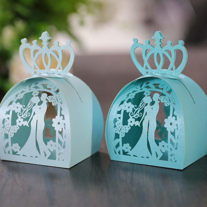 Katutude 50 Pcs Wedding Party Favor Boxes Bride and Groom Hollow Flower Wedding Party Favor Candy Boxes Small Gift Box for Bridal Shower Anniverary Birthday Wedding Party Favor
