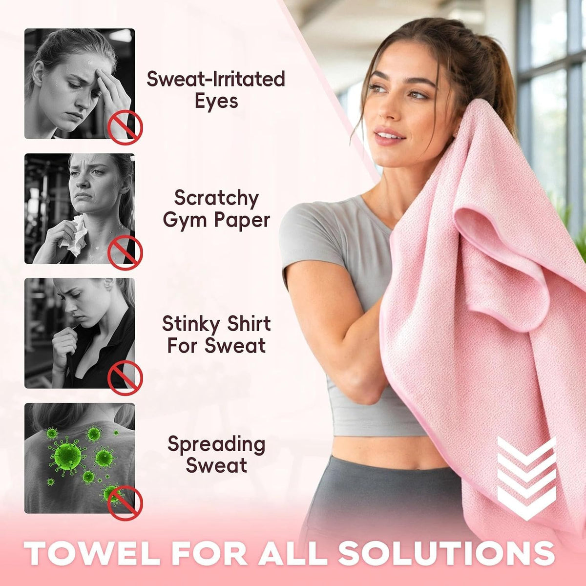 Microfiber Gym Towels for Showering Working Out Quick Dry Negative ions Large Middle Small Sizes Lightweight Gym Towel for Men Women Tennis Sports Towels for Body Hot Yoga Fitness Essentials