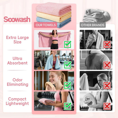 Microfiber Gym Towels for Showering Working Out Quick Dry Negative ions Large Middle Small Sizes Lightweight Gym Towel for Men Women Tennis Sports Towels for Body Hot Yoga Fitness Essentials