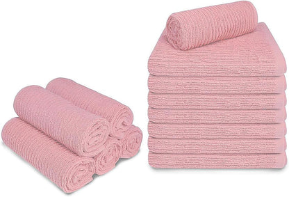 Bar Mop Towels, Pack of 12-16x19 Inches - 100% Cotton Super Absorbent Towels, Multi-Purpose for Home and Bar Cleaning (Pink)
