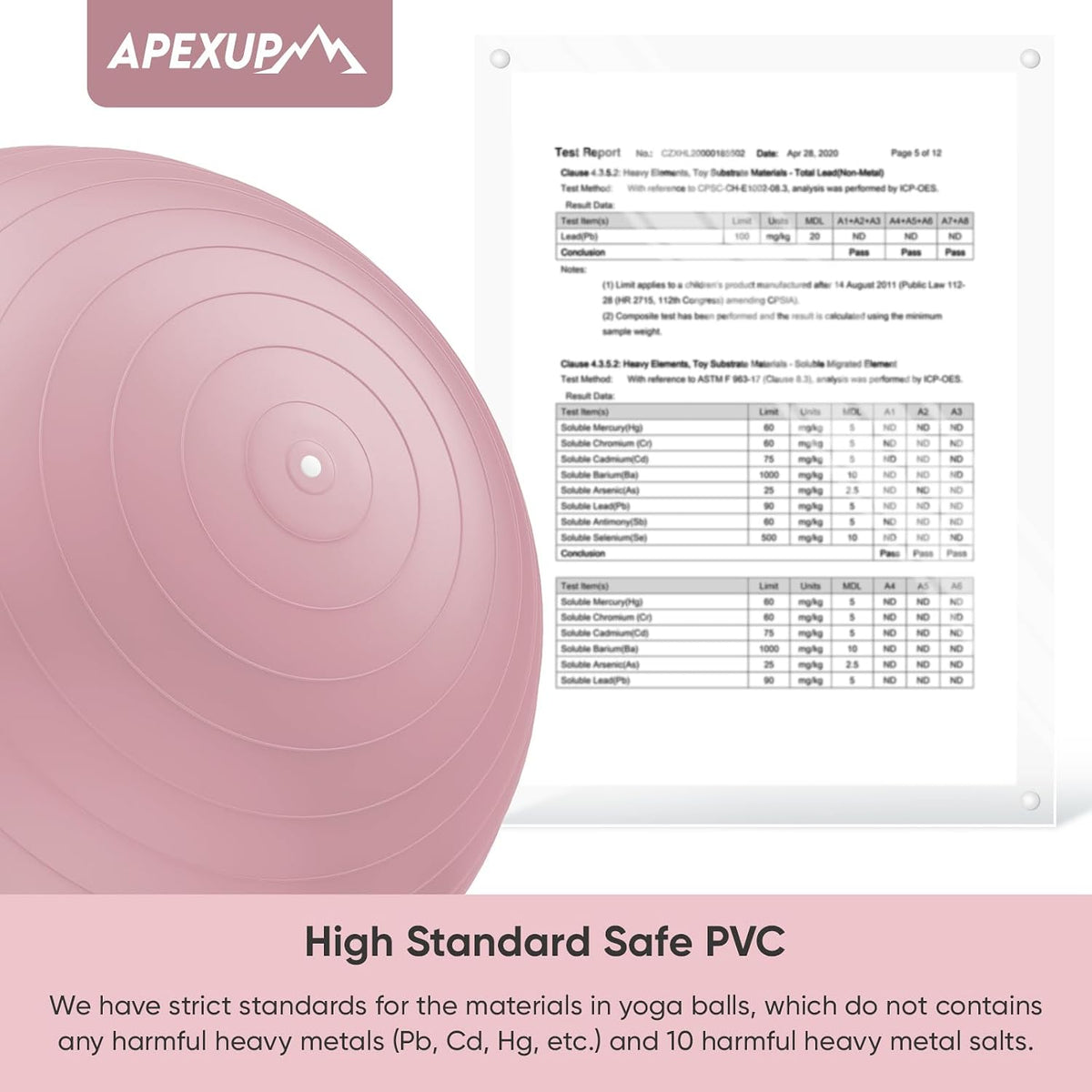 Yoga Ball, 660 lbs Anti-Burst Exercise Ball with Pump, 5 Sizes