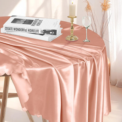 1 Pack 90 Inch Round Satin Tablecloth Rose Gold