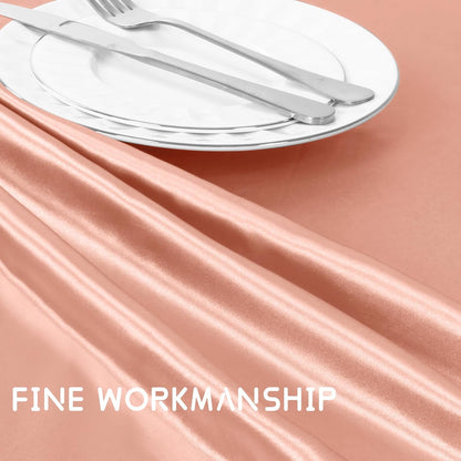 1 Pack 90 Inch Round Satin Tablecloth Rose Gold