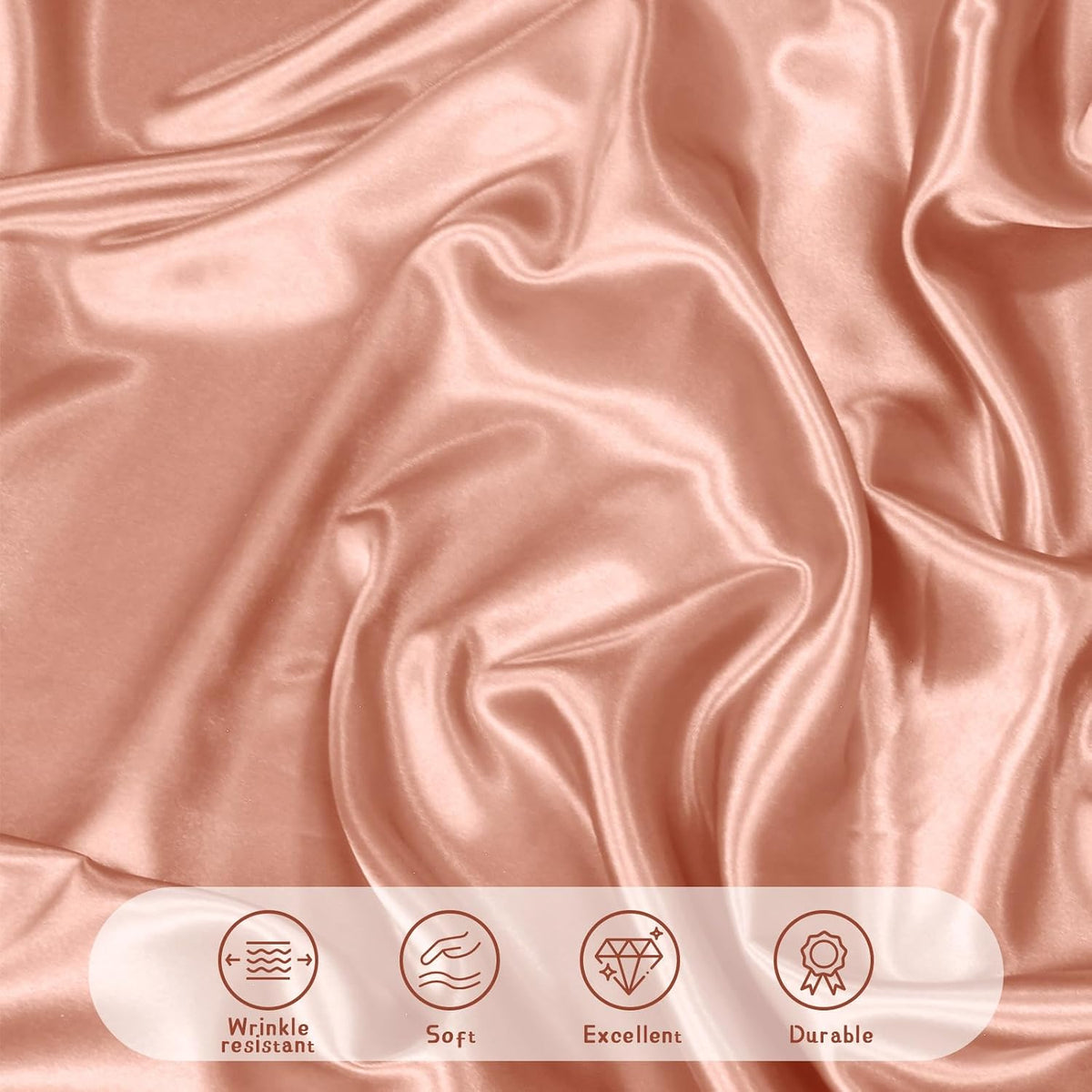 1 Pack 90 Inch Round Satin Tablecloth Rose Gold