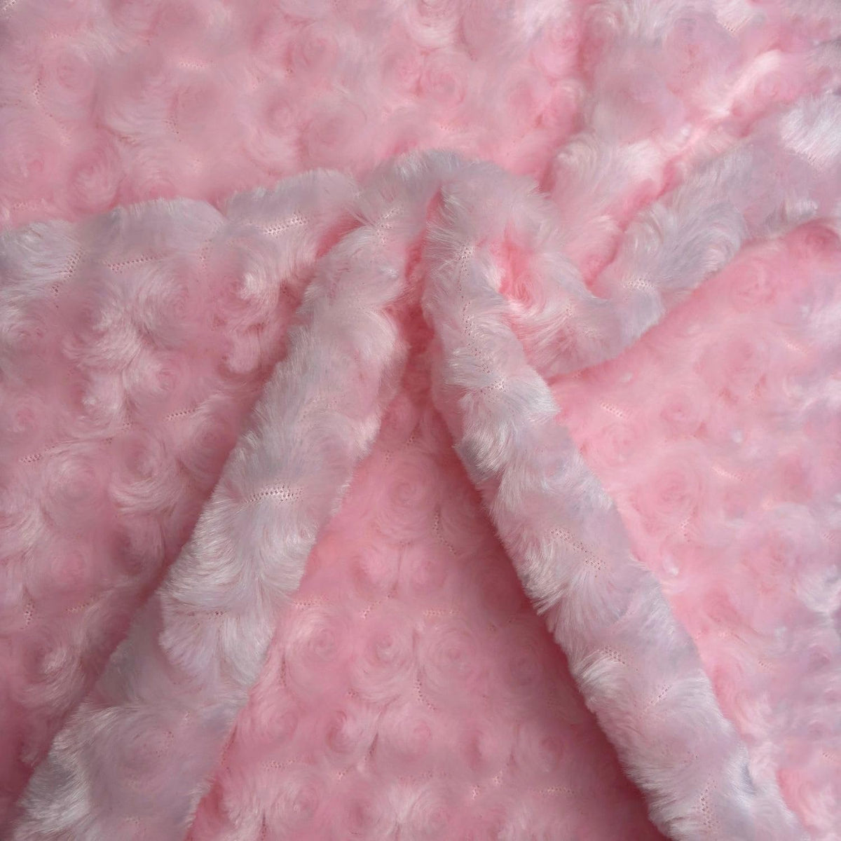 Rose Faux Fur Fabric Rosebud Plush Soft Minky Fabric for DIY Craft Costumes Pillows Dolls 19.6x19.6 Inch (Pink)