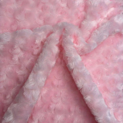 Rose Faux Fur Fabric Rosebud Plush Soft Minky Fabric for DIY Craft Costumes Pillows Dolls 19.6x19.6 Inch (Pink)