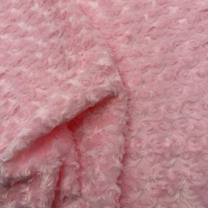 Rose Faux Fur Fabric Rosebud Plush Soft Minky Fabric for DIY Craft Costumes Pillows Dolls 19.6x19.6 Inch (Pink)