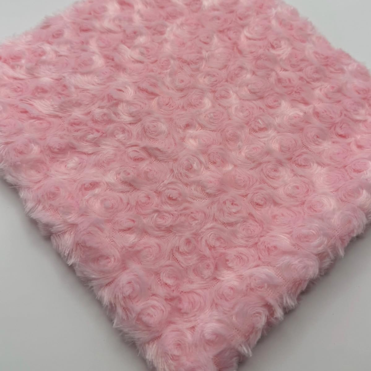 Rose Faux Fur Fabric Rosebud Plush Soft Minky Fabric for DIY Craft Costumes Pillows Dolls 19.6x19.6 Inch (Pink)