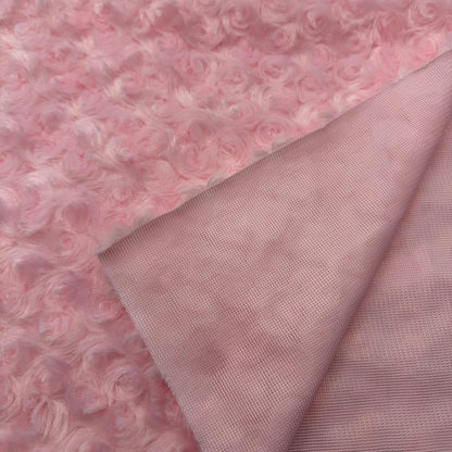 Rose Faux Fur Fabric Rosebud Plush Soft Minky Fabric for DIY Craft Costumes Pillows Dolls 19.6x19.6 Inch (Pink)