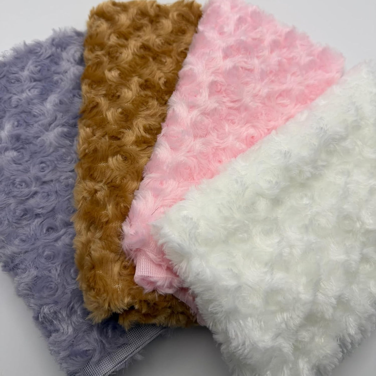 Rose Faux Fur Fabric Rosebud Plush Soft Minky Fabric for DIY Craft Costumes Pillows Dolls 19.6x19.6 Inch (Pink)