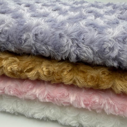 Rose Faux Fur Fabric Rosebud Plush Soft Minky Fabric for DIY Craft Costumes Pillows Dolls 19.6x19.6 Inch (Pink)