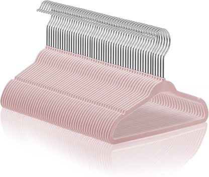 50 Velvet Baby Hangers - 11" Size for Infant & Toddler Clothes - Light Pink