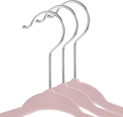50 Velvet Baby Hangers - 11" Size for Infant & Toddler Clothes - Light Pink