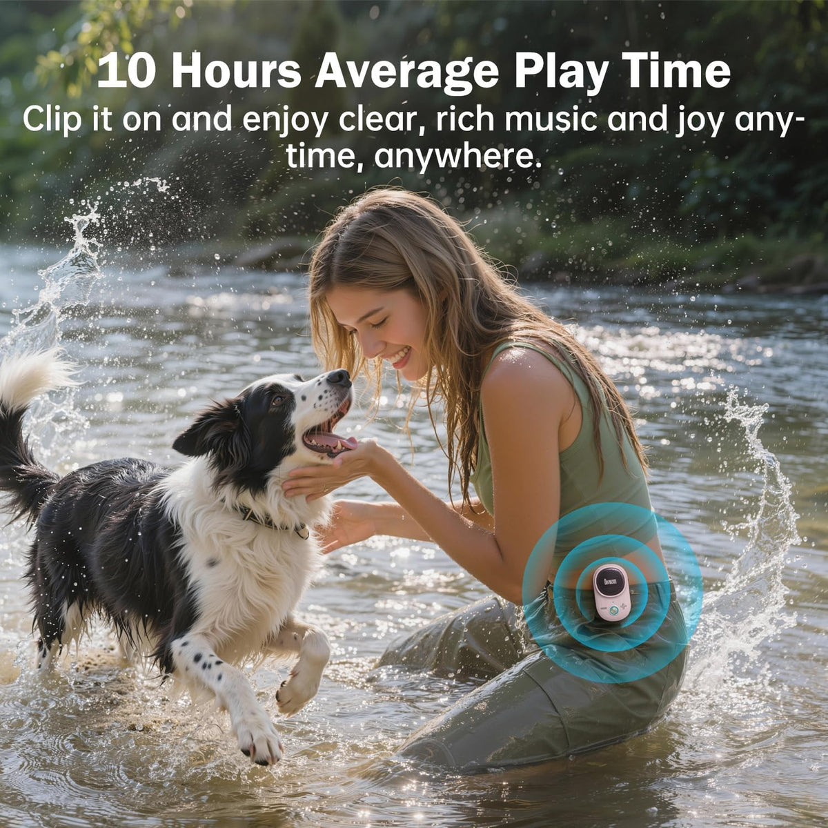 Itour-S Wearable Bluetooth Speaker, IP67 Clip-On, 10H Playtime, Pink