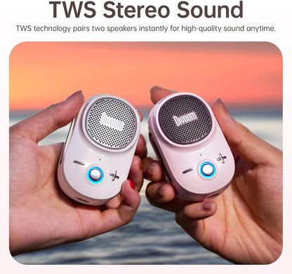 Itour-S Wearable Bluetooth Speaker, IP67 Clip-On, 10H Playtime, Pink