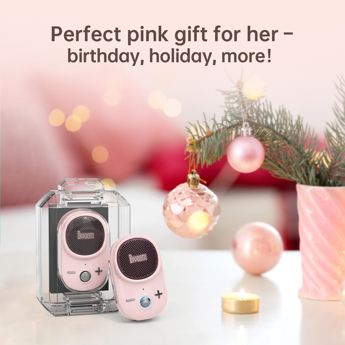Itour-S Wearable Bluetooth Speaker, IP67 Clip-On, 10H Playtime, Pink