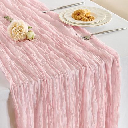 Fanami 1 Pack Cheesecloth Table Runner -10FT Blush Pink Boho Gauze Cheese Cloth Table Runner 120 Inches Long Rustic Sheer Fabric Centerpieces for Wedding Birthday Party Bridal Baby Shower Decorations