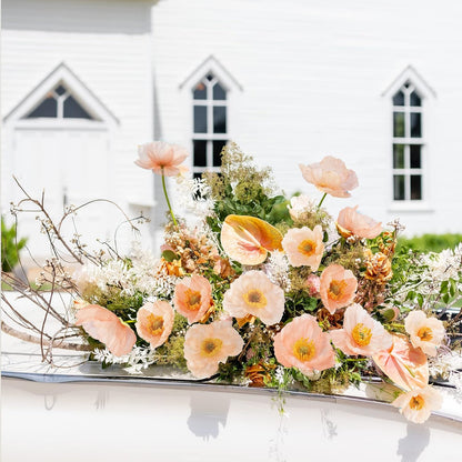 Artificial Flowers 5Pcs Poppies Flowers Artificial Silk Flowers for Home Office Wedding Outdoor Decor (Coral)