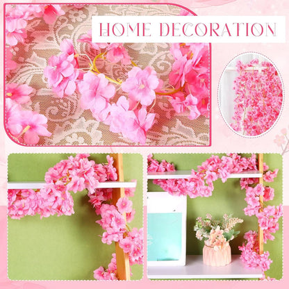 Nuenen 16 Pack 94.4ft Artificial Cherry Blossom Vines Cherry Blossom Flower Garland Hanging Silk Cute Room Decor for Japanese Kawaii Bedroom Party Wedding Spring Home Decorations (Peach Pink)