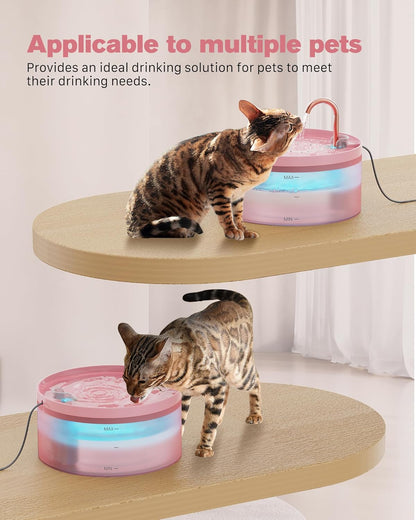 Pink Cat Water Fountain: Cat Fountain Super Silent Pet Water Fountain | 108oz/3.2L Water Fountains for Cats Indoor - Faucet Cat Fountain - Quiet Water Pump - Suitable for Cats and Dogs - BEMOONY