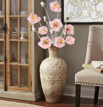 Poppy Flowers Artificial,6PCS Pink Silk Poppies 35.43in Fake Long Stem Flowers for Tall Vase Wedding Party Home Decor(Light Pink)