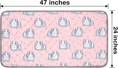 GuineaLoft™ Guinea Pig Cage Liner 2-Pack - Pink, 47" x 24" Reusable Washable Bedding, Absorbent & Waterproof Pee Pad for Model-A & C&C Cages, Rabbits, Dogs, Cats & Small Pets