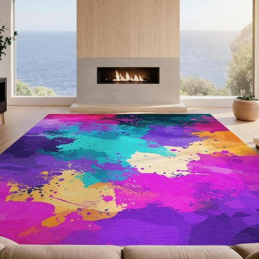 Design&I 5'x7' Smooth Finish Abstract Abstract Washable Mat, Pink for Guest Room, Lounge, Apartment, Flatweave & Snag-Free Daily Traffic Ready Area Rug | 2142251
