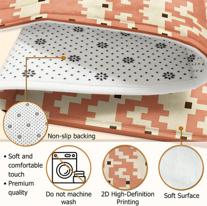 Square Area Rug, Modern Contemporary Rectangle Pixel None Peach Low Pile Sponge Aesthetic Rectangle Home Floor Carpet Rugs for Living Room Bedroom New Home Dining Decor 4' X 6'