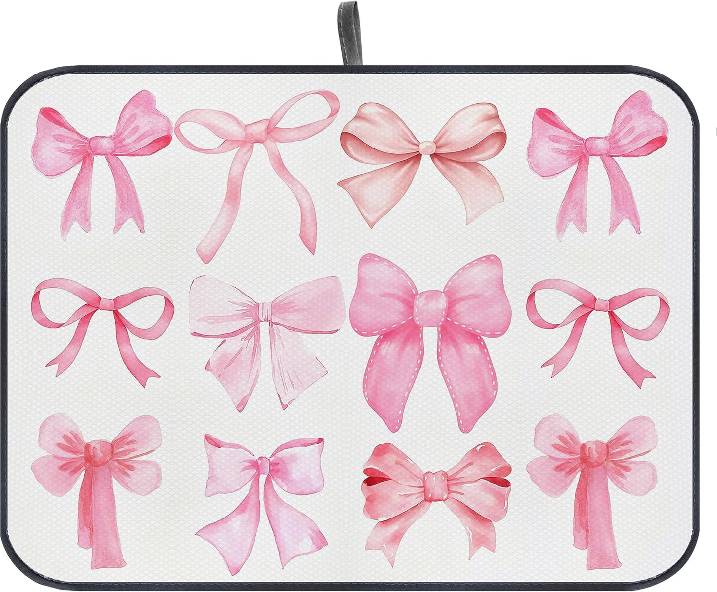 Pink Bow Dish Drying Mat,Coquette Pink Bow Absorbent Dish Drying Mat，Kitchen Accessories For Countertop，Dish Drainer Mat For Kitchen Counter，20 X 15inch