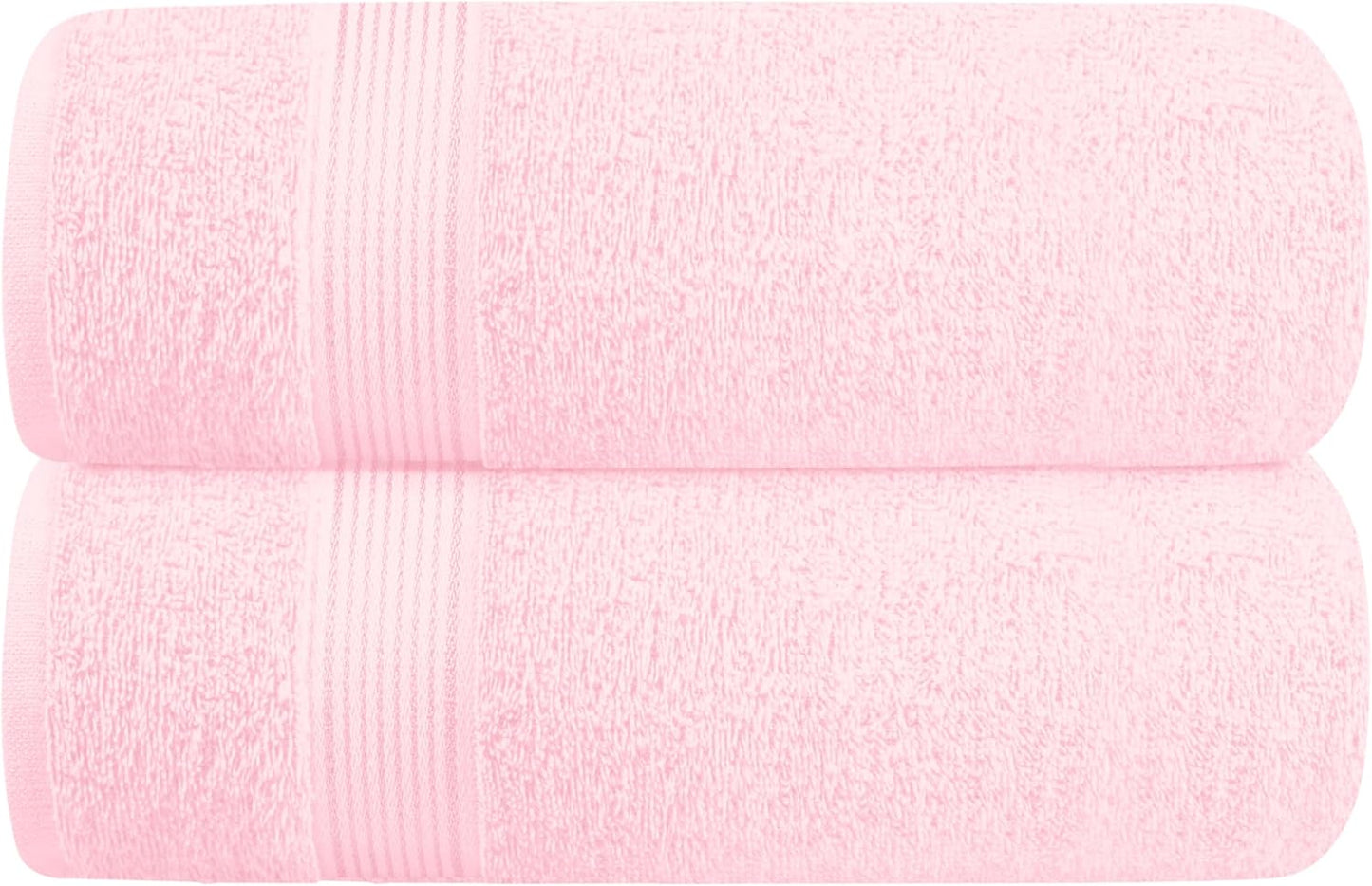 Belizzi Home Cotton 2 Pack Oversized Bath Towel Set 28x55 inches, Large Bath Towels, Ultra Absorbant Compact Quickdry & Lightweight Towel, Ideal for Gym Travel Camp Pool - Pink