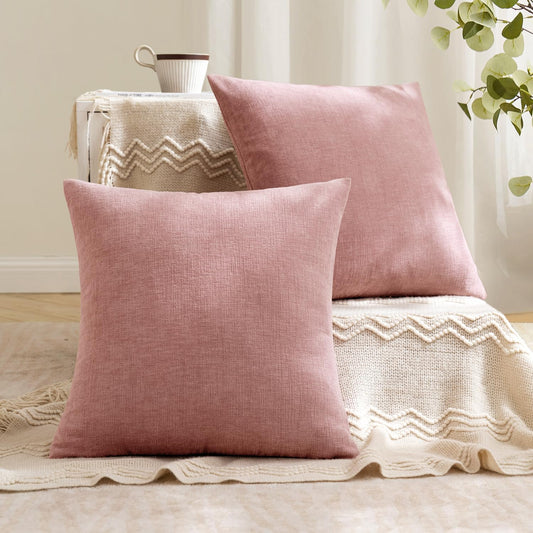 MIULEE Blush Pink Couch Pillow Covers 18x18 Inch, Set of 2 Soft Spring Valentine Cute Decorative Square Throw Pillow Covers Farmhouse for Sofa Living Room Bed