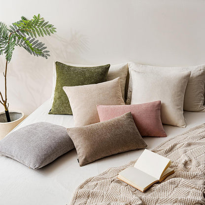 a moment Pack of 2 Decorative Chenille Throw Pillow Covers with Twill Cushion Covers for Sofa Living Room Couch Bed 12x20 Inch Blush Pink