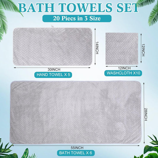Mixweer 16 Pieces Bath Towels Sets Quick Dry Towel Set for Bathroom Included 4 Bath Towels 4 Hand Towels and 8 Washcloths Absorbent Bath Towel Sets Coral Velvet Towel for Shower Spa Hotel(Warm Color)